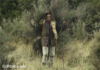Man With Beard And Hood In Tall Grass GIF