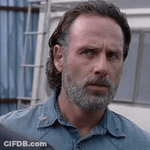 Man With Beard And Long Hair In Blue Denim Shirt GIF