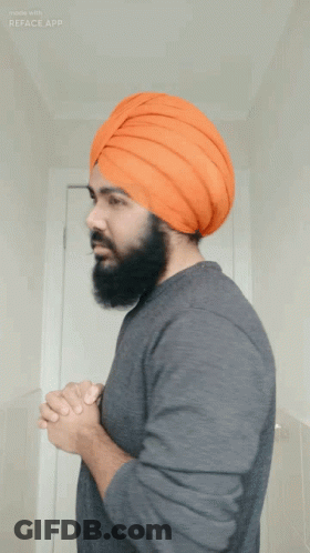 Man With Beard And Orange Turban GIF