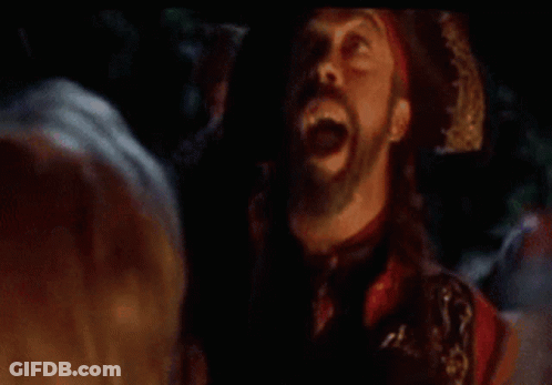 Man With Beard And Pirate Hat Screaming In Dark GIF