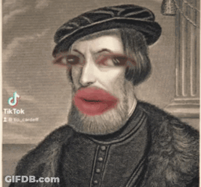 Man With Beard And Red Lips In Black And White GIF