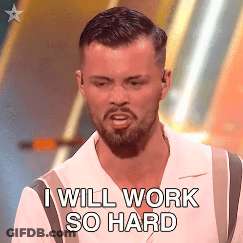 Man With Beard And Suspenders Saying I Will Work So Hard GIF