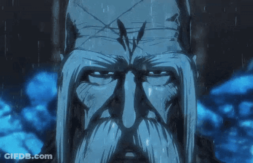 Man With Beard And Sword On Head GIF