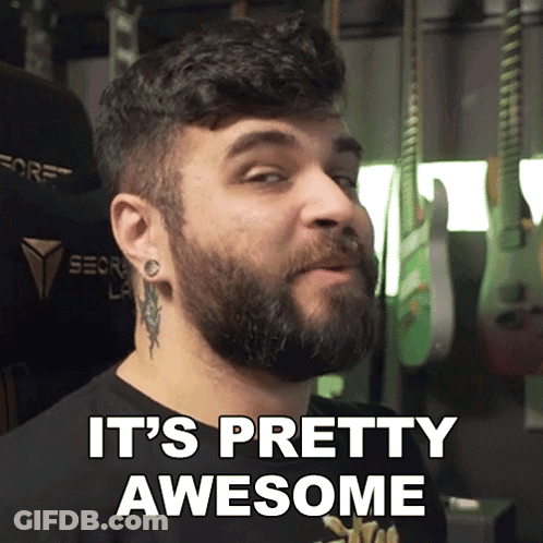 Man With Beard And Tattoo On Ear Says It's Pretty Awesome GIF