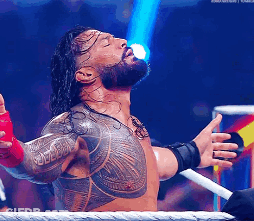Man With Beard And Tattoos In Wrestling Ring GIF