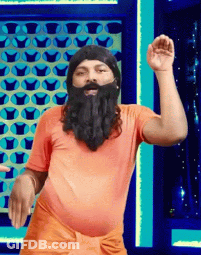 Man With Beard And Wig Dancing GIF