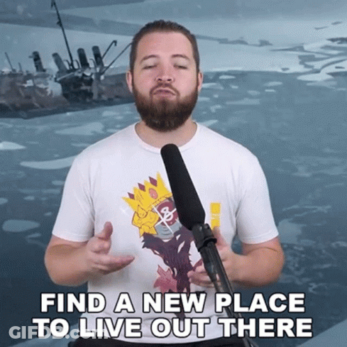 Man With Beard At Microphone Saying Find A New Place To Live Out There GIF