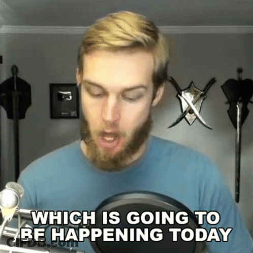 Man With Beard At Microphone Saying Which Happens Today GIF