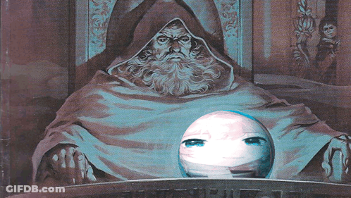 Man With Beard Before Sphere With Face GIF