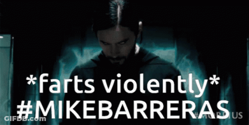 Man With Beard Behind Sign Saying Farts Violently GIF