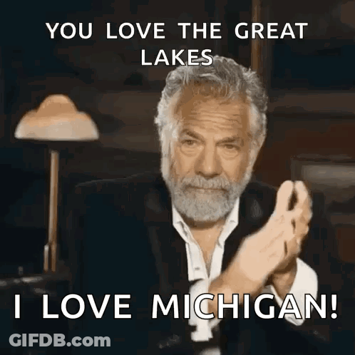 Man With Beard Clapping Says You Love The Great Lakes I Love Michigan GIF