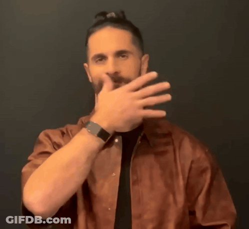 Man With Beard Covering Mouth While Wearing Watch GIF