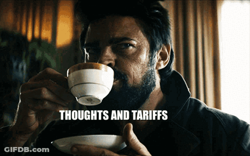 Man With Beard Drinking Coffee Thoughts And Tariffs GIF