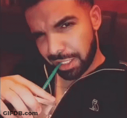 Man With Beard Drinking From Straw GIF