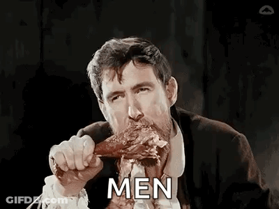 Man With Beard Eating Meat GIF