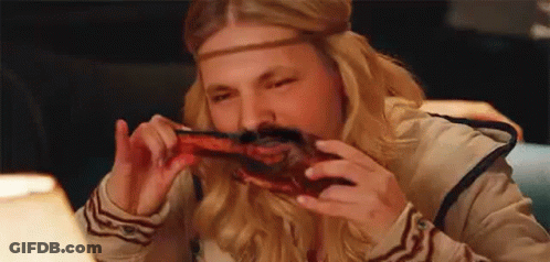 Man With Beard Eating Meat GIF