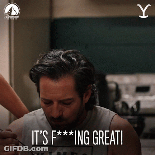 Man With Beard Fed By Woman Saying It's F***ing Great GIF