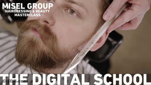 Man With Beard Getting Hair Combed By Barber For Misen Group Masterclass GIF