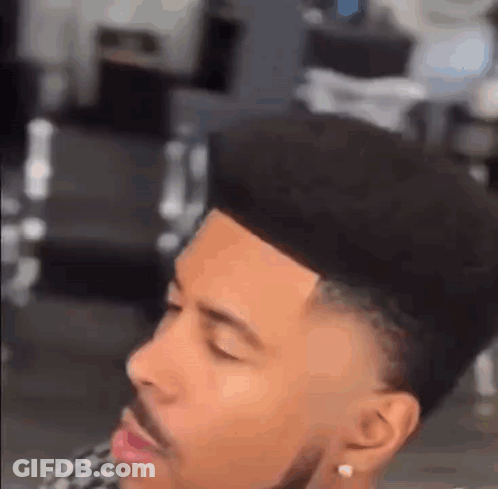 Man With Beard Getting Haircut By Barber GIF