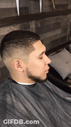 Man With Beard Getting Haircut GIF