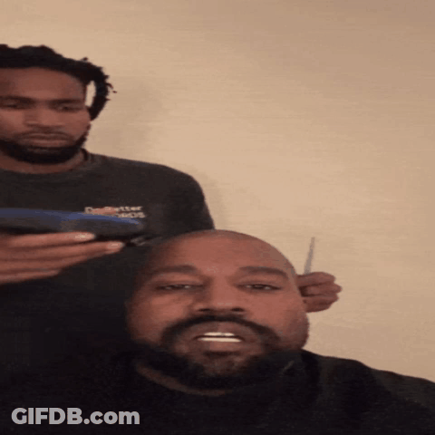Man With Beard Getting Head Shaved GIF