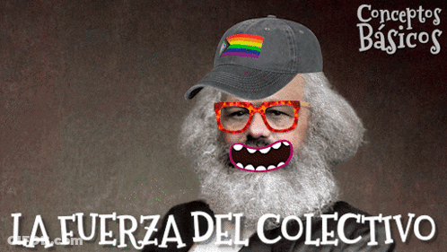 Man With Beard Glasses And Hat Saying La Fuerza Del Colectivo GIF