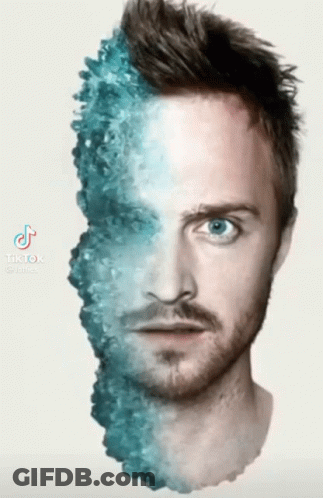 Man With Beard Half Face Covered In Blue GIF