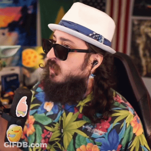 Man With Beard Hat And Sunglasses With Spongebob Sticker GIF