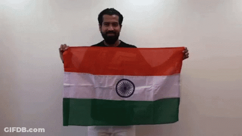 Man With Beard Holding Indian Flag GIF