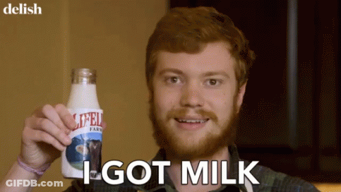Man With Beard Holding Milk Says I Got Milk GIF