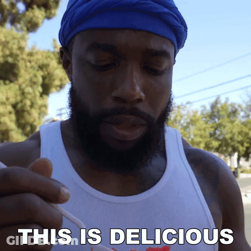 Man With Beard Holding Spoon Says This Is Delicious GIF