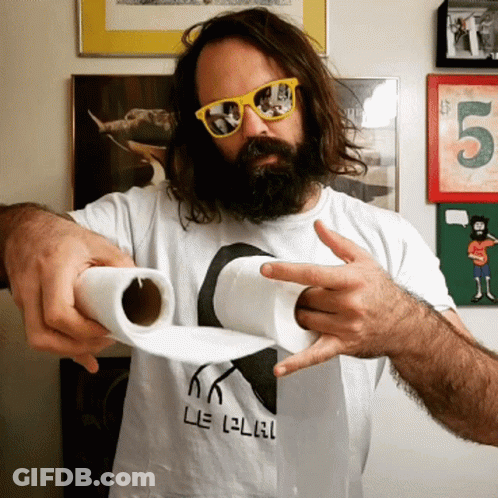 Man With Beard Holding Toilet Paper GIF