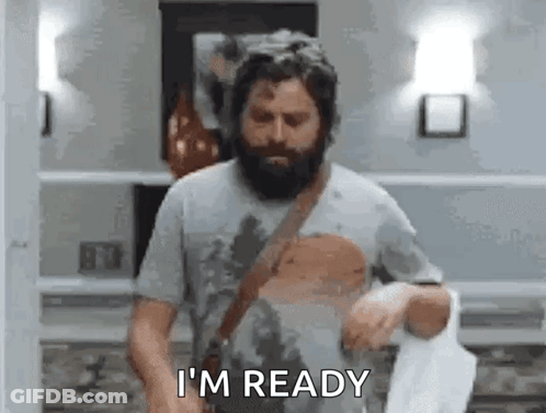 Man With Beard Holding Towel I'm Ready GIF