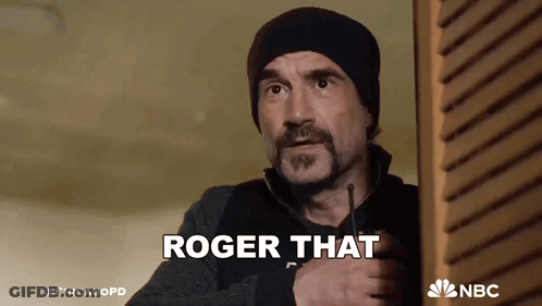 Man With Beard Holding Walkie Talkie Saying Roger That GIF