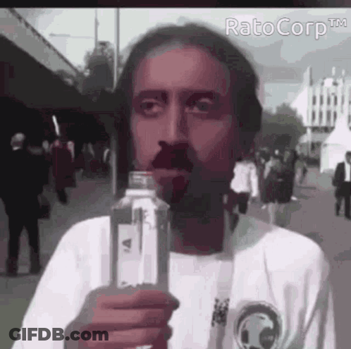 Man With Beard Holding Water Bottle GIF