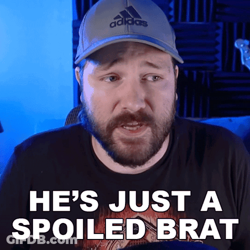 Man With Beard In Adidas Hat Says He's Just A Spoiled Brat GIF