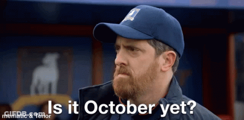 Man With Beard In Baseball Cap Asking If October Is Still October GIF