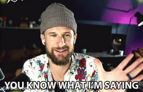 Man With Beard In Beanie And Floral Shirt Saying You Know What I'm Saying GIF