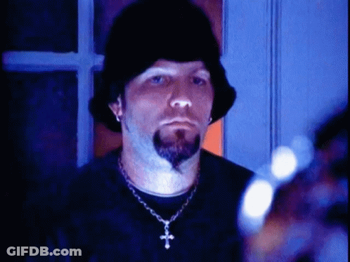 Man With Beard In Black Hat And Cross Necklace GIF