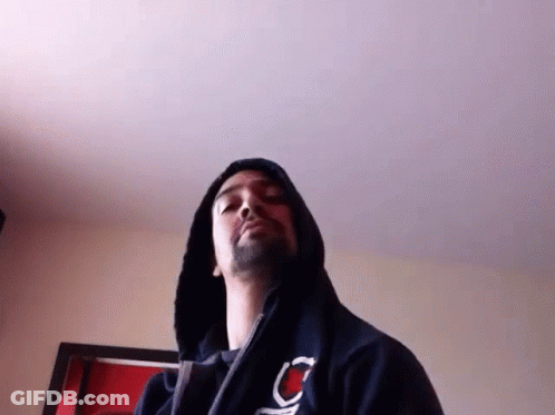 Man With Beard In Black Hoodie With Letter C GIF