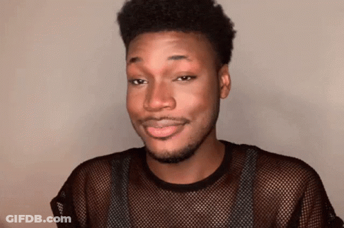 Man With Beard In Black Mesh Top And Suspenders GIF