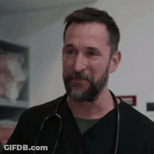 Man With Beard In Black Scrub And Stethoscope GIF