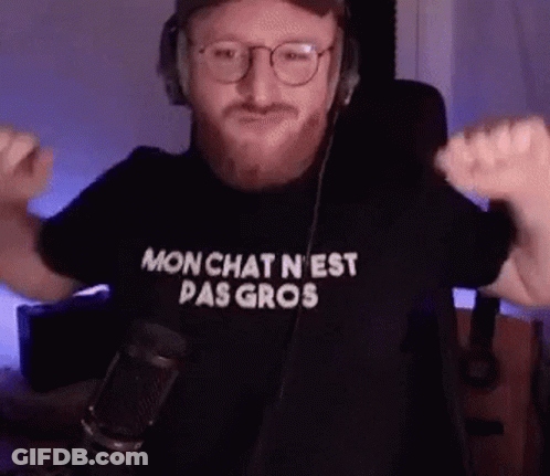 Man With Beard In Black Shirt Saying Mon Chat N'est Pas Gros GIF