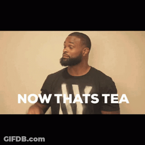 Man With Beard In Black Shirt Saying Now Thats Tea GIF