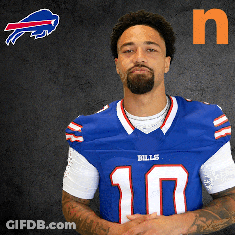 Man With Beard In Blue Bills Jersey GIF