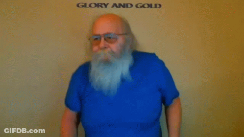 Man With Beard In Blue Glory Gold Shirt GIF