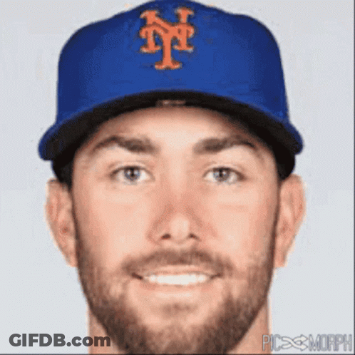 Man With Beard In Blue Hat With Letter N GIF