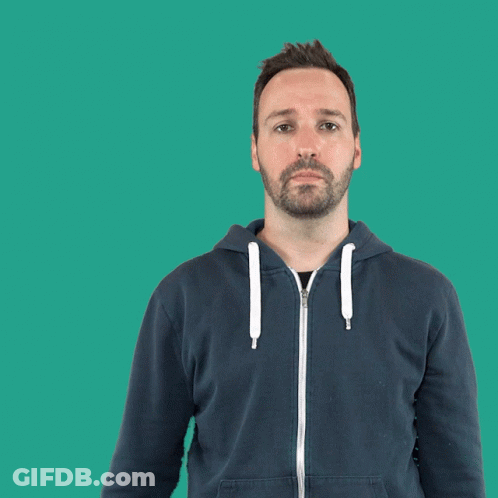 Man With Beard In Blue Hoodie Making Gesture GIF
