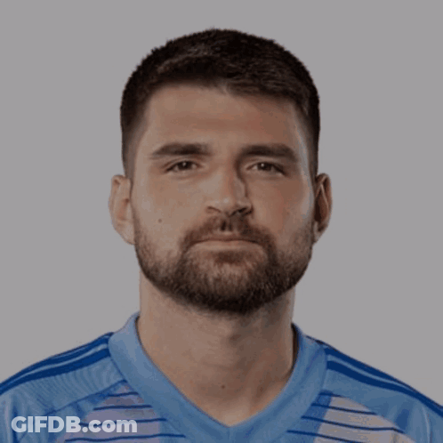 Man With Beard In Blue Shirt GIF