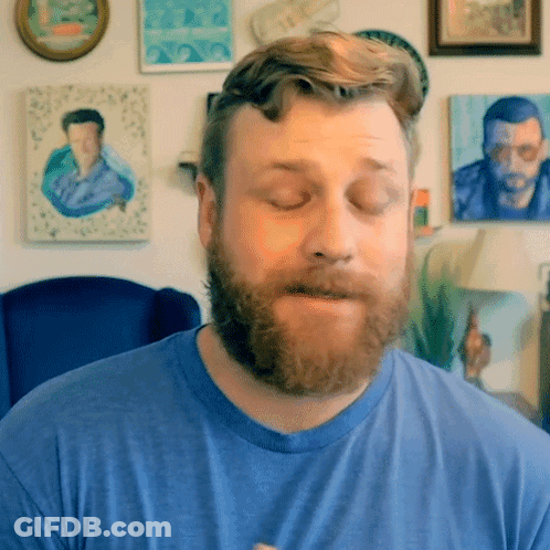 Man With Beard In Blue Shirt GIF